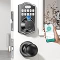 Home Keyless Entry Front Door Lock Set: Fingerprint Smart Digital Locks Keypad - App Control Auto Lock Easy to Install Electronic Code Handle & Deadbolt Combo for Families and Seniors