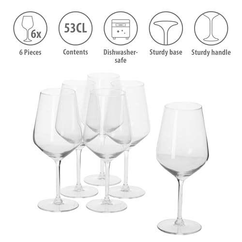 alpina Wine Glasses Red Wine - 6 Pieces Red Wine Glasses - Wine Glass 53cl - Wine Glass Set - Glass Set for Dinner - Wine Glasses - Clear Glass - Image 4