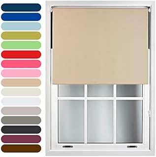 Furnished Roller Blinds Thermal Blackout Roller Blind - Trimmable Insulated UV Protection Child Safe Easy Fit Home Office Window Blinds, Cappuccino, 60cm x 165cm