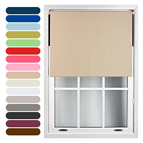 FURNISHED Roller Blinds Thermal Blackout Roller Blind - Trimmable Insulated UV Protection Child Safe Easy Fit Home Office Window Blinds, Cappuccino, 45cm x 165cm