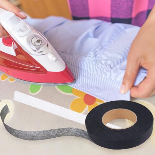 ZNBSIXP 280 Yards Iron on Hemming Tape,4 Rolls 0.59 inch Stitch Witchery Fusible Bonding Web for Fabric,No Sew Fabric Fusing Tape for Curtains Clothing Fabrics Handmade Crafts(Black and White) - Thumbnail 4