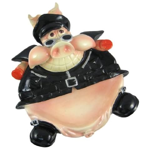 Grinning Biker Pig Soap Dish/Valet Change Holder Cover