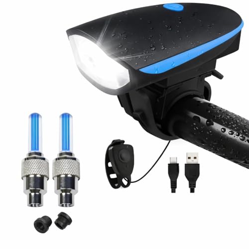 Image of PulGos Rechargeable Cycle Light for Bicycle with ๐๐๐๐๐ Horn (๐ Sound Modes), Bright LED Cycle Headlight(๐ ๐๐ข๐ ๐ก๐ญ ๐๐จ๐๐), Up to ๐๐ ๐ก๐ซ๐ฌ ๐๐๐ญ๐ญ๐๐ซ๐ฒ ๐ฅ๐ข๐๐, Ideal for Night Riding
