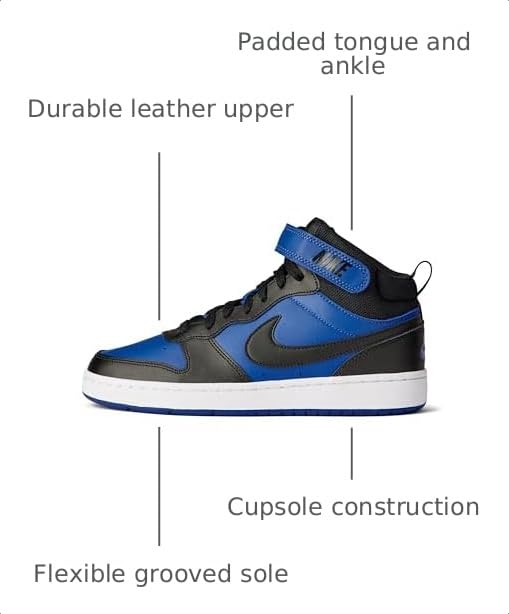 Image of Nike Unisex Kids' Court Borough Mid 2 Shoes - Boys Girls Toddlers & Baby Sneakers