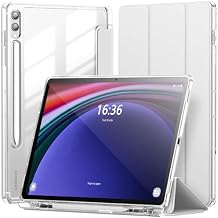 حافظة INFILAND لجهاز Samsung Galaxy Tab S9+ Plus/S9 FE+ Plus / S10+ Plus مقاس 12.4 بوصة مع حامل قلم S، غطاء واقي شفاف نحيف يدعم الاستيقاظ التلقائي/النوم باللون الفضي