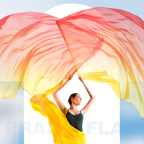 Image of Jecery 2 Pack Praise Dance Worship Flags, 35''x 55'', Yellow Orange Red