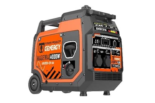 GENERGY Benzine-inverter, stroomgenerator met 4000 W max. 3600 watt schone stroom, stil en licht met 35 kg, 8 liter tank, noodstroomaggregaat, generator, Madeira - Afbeelding 5
