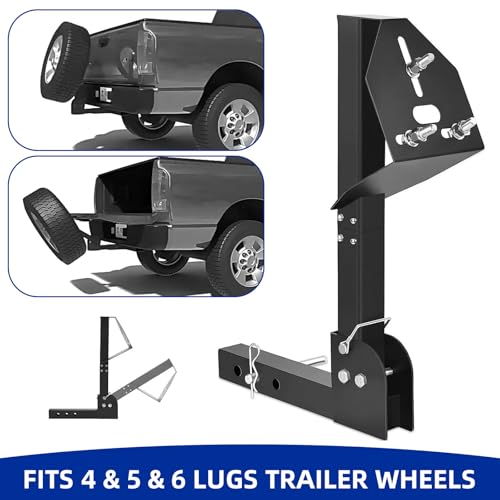 OKSTENCK Foldable Spare Tire Mount + Trailer Hitch, 2-inch Receiver, Compatible with 4/5/6-Lug Wheels, SUV, Van, Truck, UTV, RV, Trailer by OKSTENCK - Image 7