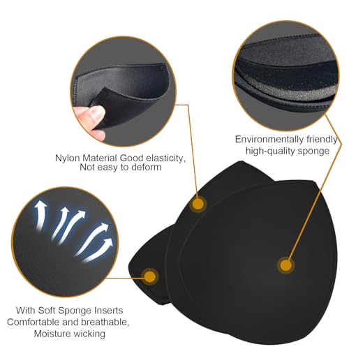 TopBine Bra Pads Inserts (3 Pairs D/E Black, D/E)