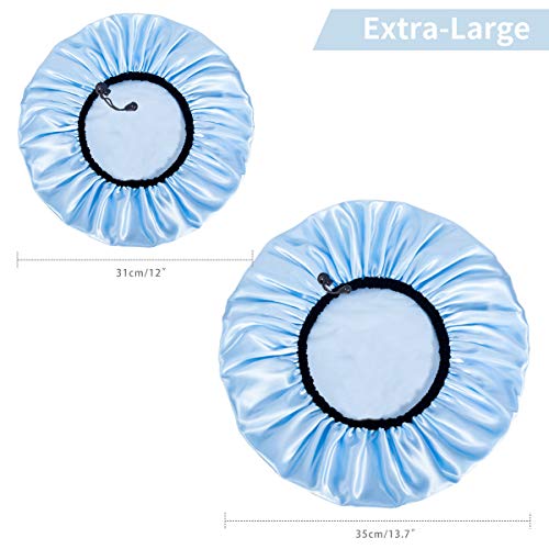 Auban Shower Cap for Women, Adjustable Reusable, Extra Large, Double-Layer Waterproof Bathing cap, Waterproof Exterior, EVA Lining, Hair Cap for All Hair Lengths, 3 Colors