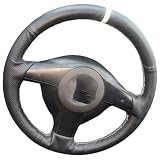 KORP Accesorios de modificación de Interior de Cubierta de Volante de Cuero Antideslizante Cosido a Mano de Estilo de Coche para Volkswagen Golf 4, para...