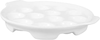 VALICLUD Plato para Hornear Caracoles de Cerámica Blanca con Asas Molde Resistente para Horno Fuente de Cavidades Diseño Práctico y Duradero para Cocina y Barbacoa
