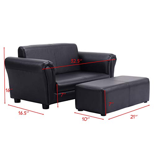 Heavens Tvcz Sofa Armrest Chair Black Kids Children Couch Fun Lounge Birthday Gift w/Ottoman for Watching TV or Reading a Book - Thumbnail 3
