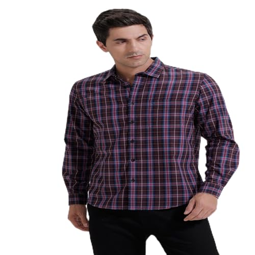 Image of BASICS 100% Cotton Checked Shirt for Men | Slim Fit | Everyday Smart Casual Wear | Full Sleeve