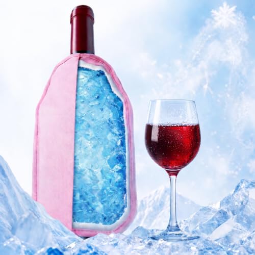 Wine Cooler Sleeve (2 Pack) - Portable Bottle Chiller with Reusable Freezer Gel - Insulated Tote Bag for Champagne, Prosecco, Beer & Standard Wine Bottles - Lightweight & Space-Saving Travel Accessory by DINGCAIDC - Used condition - US$14.64