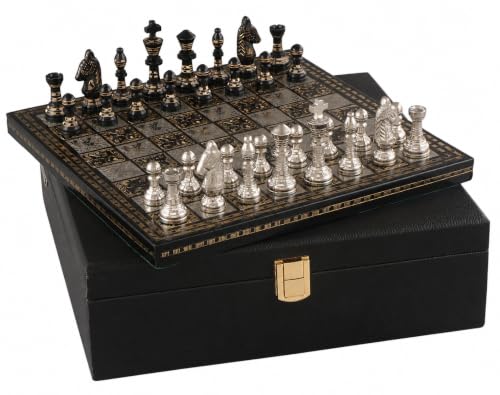 Luxury & Decorative Premium Chess Board Game Set | 8 x 8 Inches | Black & Silver | Collectible & Handmade Chess Set for Professionals & Adult for Tournament/for Gifting by INDUS LIVING