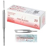 May Set Lames de Gouge pour Podologie & Pédicure | 20x Lames stériles Fig 1 en Acier Carbone + Manche de Scalpel N°3 en Inox | Instruments professionnels pour cors et callosités