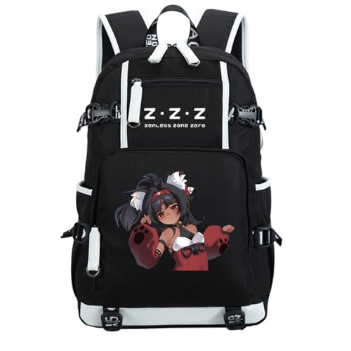 ISaikoy Game Zenless Zone Zero �o�b�N�p�b�N �f�C�p�b�N �u�b�N�o�b�O �m�[�g�p�\�R���o�b�O �X�N�[���o�b�O USB�|�[�g�t��, �u���b�N 14, Medium, �f�C�p�b�N�o�b�N�p�b�N�B