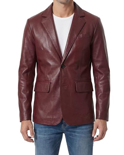 Image of Decrum Lambskin Leather Blazer for Men - Genuine Leather Sport Coat for Formal & Business Casual