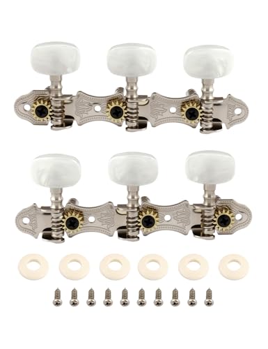 Metallor Guitar String Tuning Pegs Machine Heads Tuning Keys Tuners Double Hole for Folk Acoustic Guitar 3L 3R Chrome.