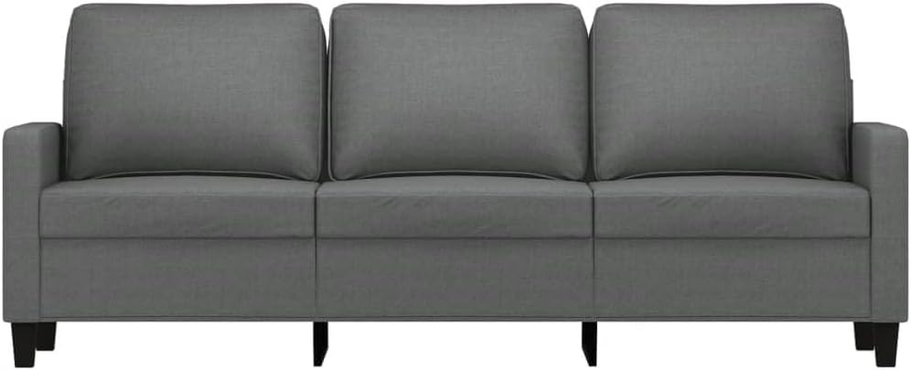 3-Seater Sofa Dark Grey 100% Polyester Fabric Living Room Furniture
