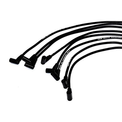 A-Team Performance - Hei Distributor Red Cap With Black Spark Plug Wires Set Pigtail Harness Complete Kit - Compatible With Chevrolet Gm Sbc Small Block Chevy 262 265 283 302 305 307 327 350 383 400 #TOP6