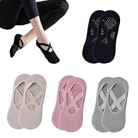 AXERHK Pilates Socken, Yoga Socken, 4 Paar Stoppersocken für Damen Mädchen, Einheitsgröße Anti Rutsch Socks Sport für Yoga, Pilates, Barre, Tanz, Fitness
