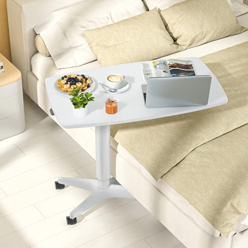 Furninxs Mobile Standing Desk Height Adjustable Pneumatic Rolling Sit Stand Desk Small Laptop Desk Cart Riser Mobile Podium For Home Office & School #TOP5