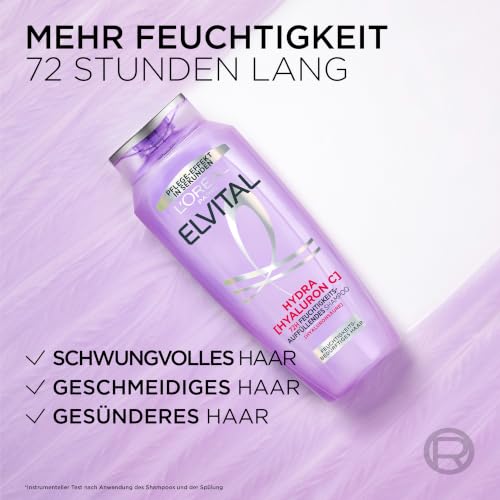L'Oréal Paris Elvital Haarpflege-Routine für feuchtigkeitsbedürftiges Haar: Hydra Hyaluronic Set mit Hyaluronsäure, Shampoo 300ml… – Ansicht 3