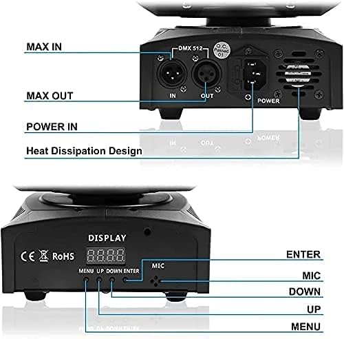 DELIBANG Moving Head DMX LED Stage Lights 10/12 Channels 50W Sound Activated Spotlight RGBW Gobos for DJ Disco Party Lights on Halloween Christmas Black