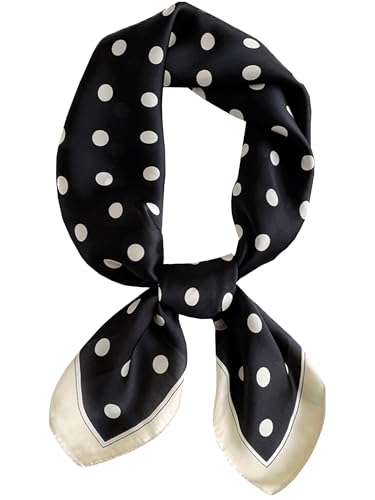 Elerevyo Women 1950s Polka Dots Vintage Scarf, Retro Square 