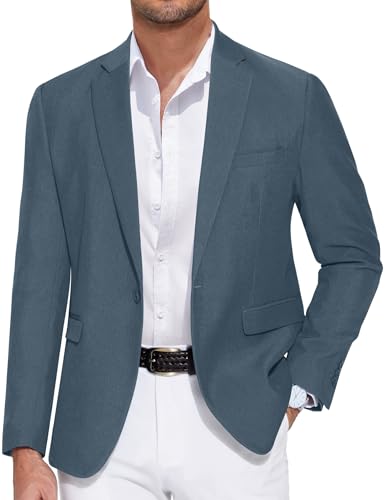 COOFANDY Mens Business Casual Blazer Jacket Regular Fit Executive One Button Suit Coats Light Blue