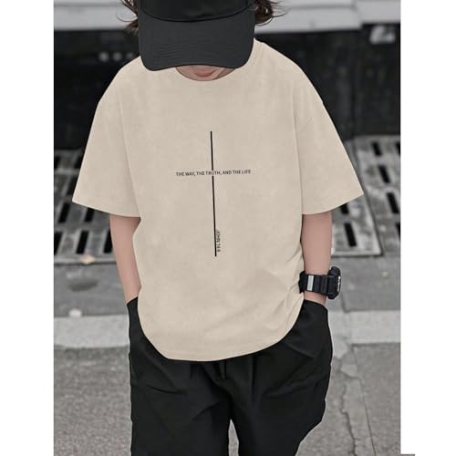 Hiehiety Boys Christian Shirts for Kids Jesus God Bible Verse Religious Faith T Shirt Youth Acid Wash Cross Graphic Tees Tops (Apricot,11-12 Years)