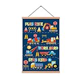 CHDITB Transport vehicle Art Print,Construction Magnetic Natural Wood Hanger Frame Poster ,Canvas...