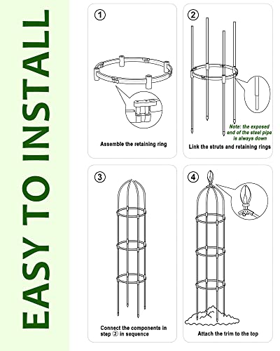 Obelisk Trellis For Climbing Plants Outdoor, Garden Trellis For Potted Plants Indoor, 5.8 Ft Rustproof Coated Tomato Cage Tower With 100 Pcs Nylon Garden Zip Ties (5.8 Ft.) #TOP3
