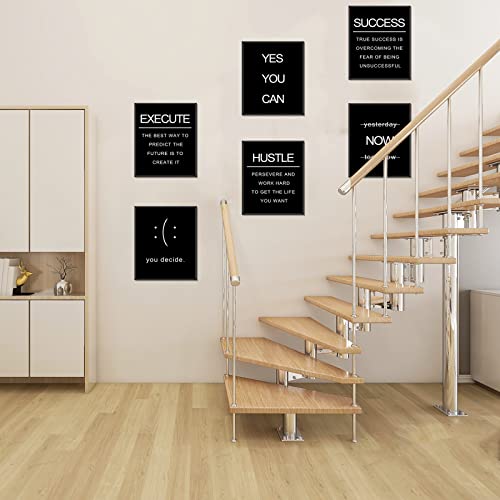 Yuymnani Motivational Wall Art, 6 Pieces Of Inspirational Wall Art Office Decor, Black And White Inspirational Canvas Painting Poster, Daily Positive Affirmations Wall Decor For Office, Classroom, Bedroom, Workplace, Living Room(8"X10"|Unframed) #TOP2
