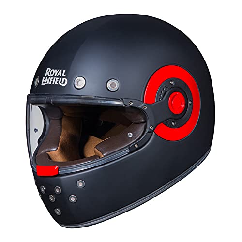 Image of Royal Enfield Old Boy Full Face Helmet with Clear Visor Matt Black, Size: L(59-60cm)