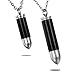 HooAMI Bullet Urn Necklace Cremation Jewelry for Ashes Keepsake Memorial Pendant Black Silver 34mm