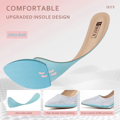 IDIFU Silver Pumps for Women Closed Toe Heels High Block Chunky Heels Work Office Heels Pointed Toe Dress Shoes for Bridal Wedding(Silver Glitter 7.5) by IDIFU - Used condition - Image 3
