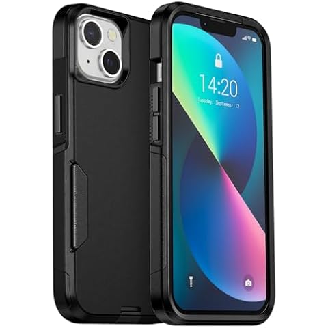jaroco for iPhone 13 case, with [Heavy Duty Protection][Military Grade Drop Protection][Shockproof] with Non-Slip Removable Case 6.1''-Black Cover