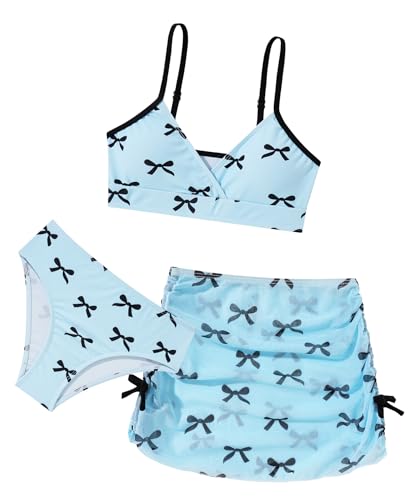 Ensemble de Bikini Ado Fille 8-14 Ans Maillot de Bain Trois Pièces Imprimé Swimwear