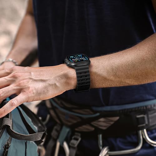 [Maledan]アップルウォッチ用 バンド シリコン スポーツ オーシャン 肌馴染む メンズ 交換用ウォーター バンド 42mm 44mm 45mm 46mm 49mm iWatch専用 SE3/2/1 Ultra3/2/1 Series 9/8/7/6/5/4/3/2/1対応