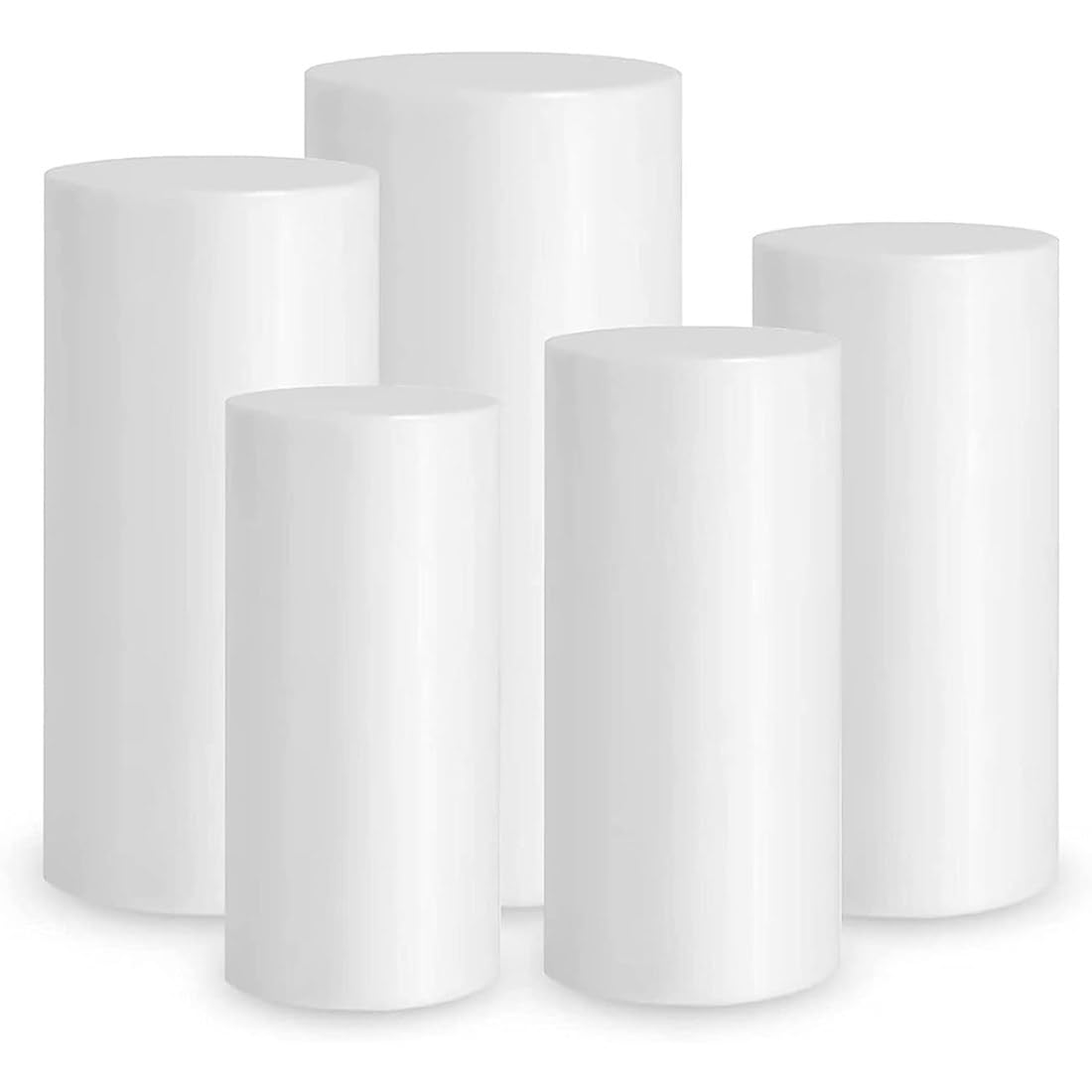 Plinth Stands for Party, 5PCS White Cylinder Cake Plinth for Parties, Pedestal Display Plinth Pillars Dessert Table for Wedding Birthday Babyshower Party Event Decor