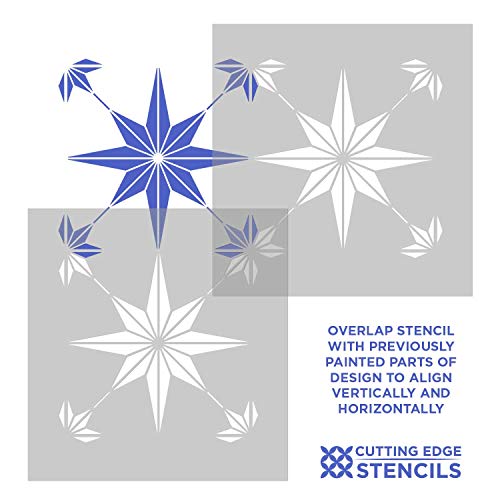Star Tile Stencil - Geometric Cement Tile Stencils For Painting Tiles - Reusable Tile Stencils For Home Makeover - Paint Your Old Tile And Save - Floor Painting Stencils - (Large Tile Stencil 12X12) #TOP4