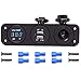 Cllena Triple Function Dual USB Charger + Blue LED Voltmeter + 12V Outlet Socket Panel Jack Marine for Digital Devices Mobile Phone Tablet