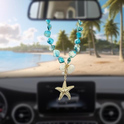 image for LTDCVTR Sea Shells Hanging Car Decor, Beach Car Accessories & Rearview
