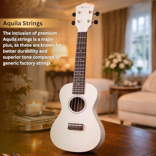 Image of Vault UK-003 Concert Colourful Ukulele 23 Inch with Gig Bag - White
