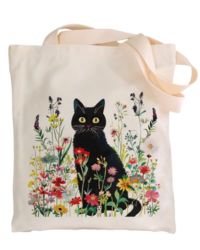Image of Panfurco Women's Tote Bag with Zip, Aesthetic Canvas Tote Bags for Women, Reusable shopping Bags with Inner Pocket (Cat -01)
