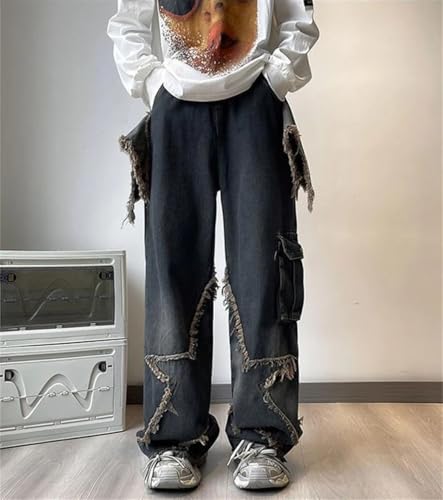 Men's Trousers Jeans Street Style Korean Cotton Kpop Wide Leg Male Cowboy Pants2