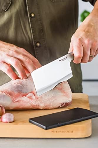 KitchenAid Kitchen Knife, Meat and Vegetable Cleaver, Japanese Steel, 15cm (6"), Black, Blade Cover Included